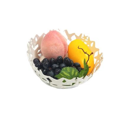 China 2021 Sustainable Trending Products Household Ornaments Containing Fruit White Round Mesh Fruit Storage Basket for sale