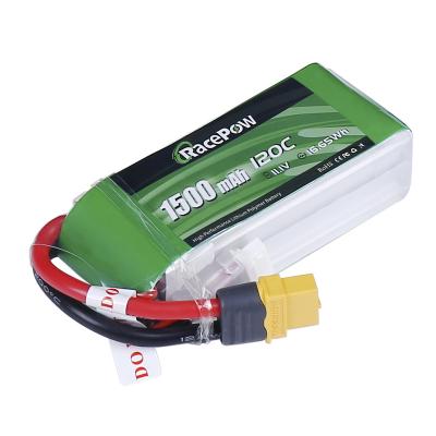 China Rechargeable RacePow FPV 1500mAh 11.1V 120C 3S1P Lipo Battery Pack Drone Battery For RC FPV Racing for sale