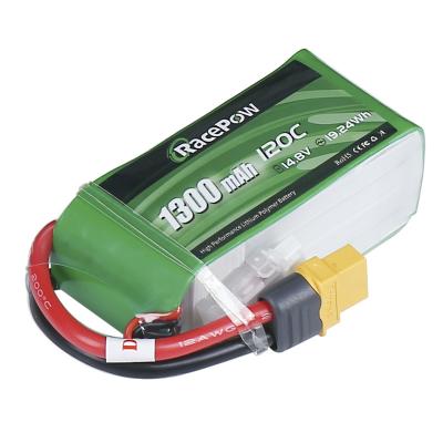 China FPV Racing RaceBow High Discharge Rate 120C 1300mAh 14.8V Lipo Battery For FPV Racing Drone Rechargeable Battery for sale