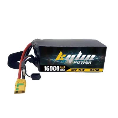 China High Rate Capability Wholesale lipo drone battery 16000mAh 22.2V 25C rechargeable lipo battery for agricultrue jet drone for sale