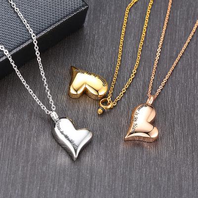 China High Shiny Polished Stainless Steel Memorial Keepsake Heart Necklaces Memorial Jewelry for sale