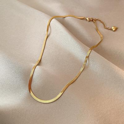 China skin-friendly & Eco-friendly 18k Gold Plated Stainless Steel Adjustable Flat Snake Chain Necklace Women for sale