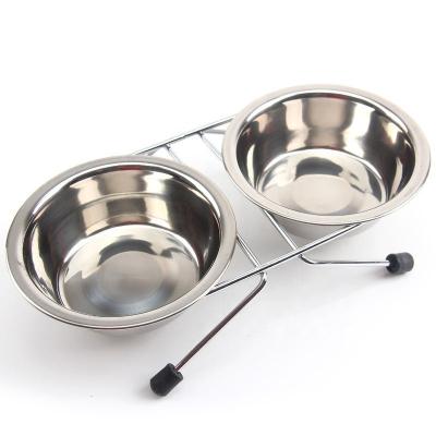 China Non-automatic Adjustable Elevated Dog Pet Driver Station With 2 Stainless Steel Bowls for sale