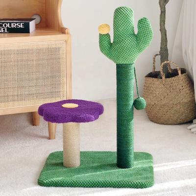 China Factory Price Viable Color Kitten Activity Flower Cat Tree Cat Scratcher With Platform for sale