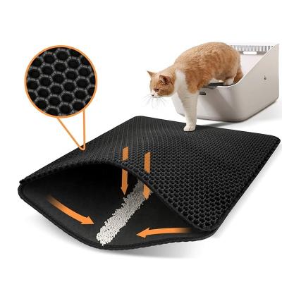 China Removable And Washable Honeycomb Double-Layer Cat Litter Rub Pad Viable Cat Feet Mat Out Of The Toilet Sandproof Mat for sale