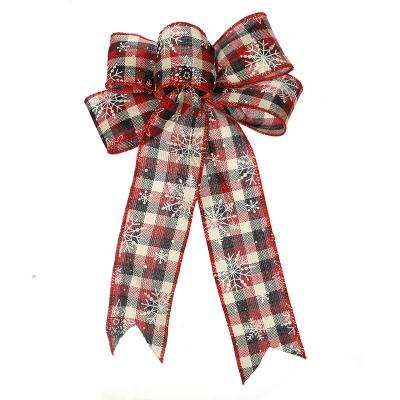 China High Tenacity Tree Topper Red Black Plaid Large Buffalo Christmas Checked Bows For Christmas Decoration for sale