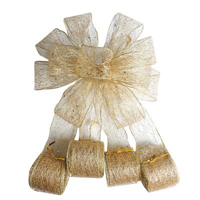 China High Tenacity High Tenacity Network Ribbon Gold Messy Bowknot For Festival Atmosphere Decoration Crafts for sale