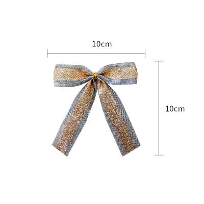 China High Tenacity Christmas Tree Decoration Pre-tied Ribbon Glitter Gift Bow Holiday Decoration Package Metallic Bows for sale