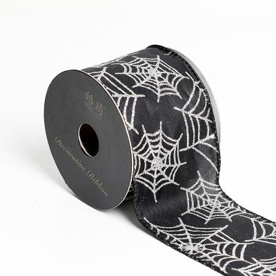 China 2022 Wholesale Recyled Ribbon For Halloween Festival Decorative Style Customized Size Ribbon Halloween Gift Wrapping Roll for sale