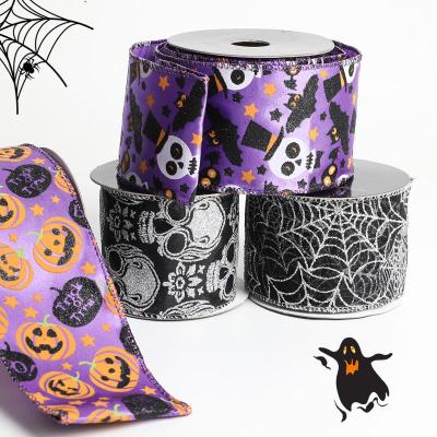 China New Recyled Design Party Decoration Ribbon Custom Printing Cable Edge Halloween Ribbon for sale