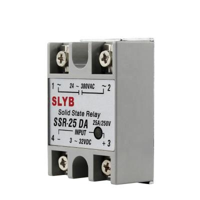 China Epoxy Industrial Full Amp Single Phase Solid State Relay 24V SSR-25 DA 3-32VDC Input at 24-380VAC Output Full 25A for sale