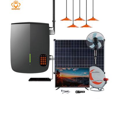 China New Design Portable Solar Powered Home Lighting System Solar Powered Generating Circuit With DC 32 Inch TV Fan For Home for sale