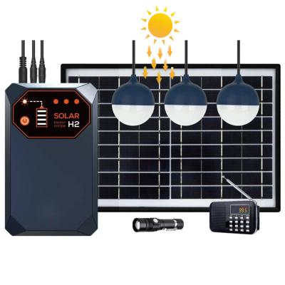 China 20w Payg Solar Panel Light Home System Home Pay As You Go Solar Home System With 4 Led Lamps And Fm Radios for sale