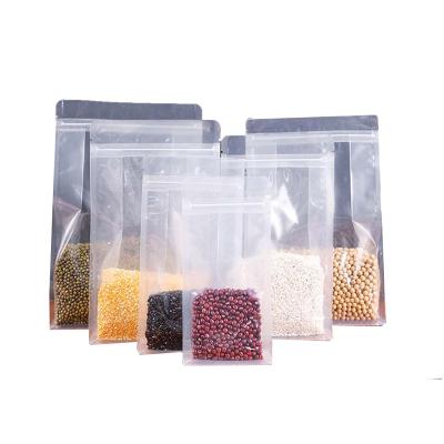 China Hot Selling Moisture Proof Food Grade Plastic Reusable Flat Bottom Coffee Bean Packaging Clear Bag With Zipper for sale