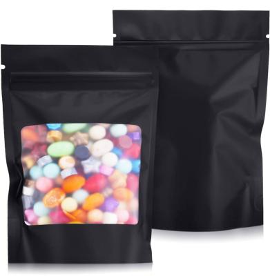 China Smell Proof 4x6 Inch Self Sealing Mylar Matt Clear Window Food Storage Ziplock Black Coffee Beans Bags Packaging Pouch for sale