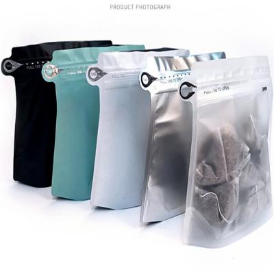 China Plastic Zip Lock Coffee Flat Bottom Shape Moisture Proof Bags With Degassing Valve for sale