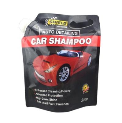 China Customized Household Stand Up Spout Pouch For Car Shampoo Liquid Spout Bag With Printed Design for sale