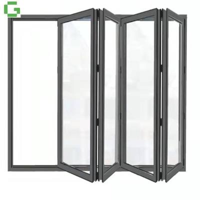 China Modern Commercial New Design Double Door Soundproof Glass Folding Interior Aluminum Folding Door for sale