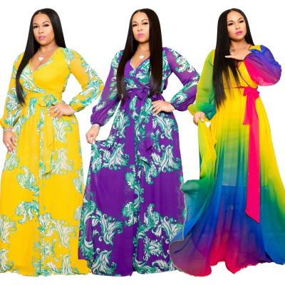 China New Style Vay Fashion Viable Polyester Daily Floral Colorful Loose Plus Size Dresses Women 3xl for sale