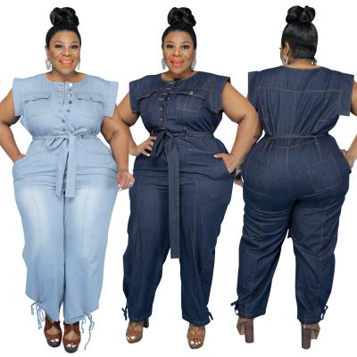 China 2021 high quality viable katarak fashion blue jeans overalls polyester plus size jumpsuits women women one piece clothing for sale