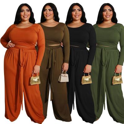 China Viable Wholesale China Fashion Polyester Label Jumpsuit Lucky Drop Casual Orange Jumpsuit Long 2 Piece Pant Set for sale