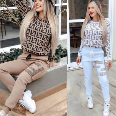 China 2021 QUICK DRY popular hot selling fashion polyester pullover printing hoodie set pants women set sweatpants for sale