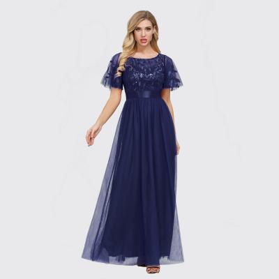 China Anti-Static Fashion Elegant Womeb Dress With Lace Maxi Sleeve Evening Dresses Half Dress for sale