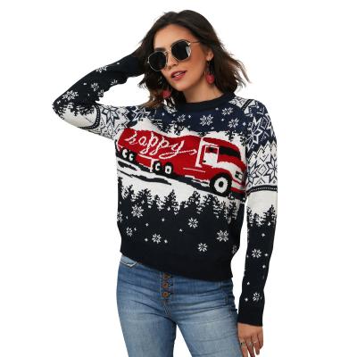 China Simplee 2021 High Quality Navy Women's Anti-Wrinkle Snowflake Christmas Ugly Fabric Sweater Sweater for sale