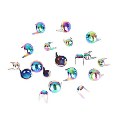 China Good Quality Nickel Free Rainbow Color Round Dome Fork Studs Rivets for sale