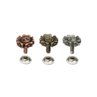 China New Arrival 11 Mm Antique Copper Flat Flower Rivets Nickel Free Nickel Free for sale