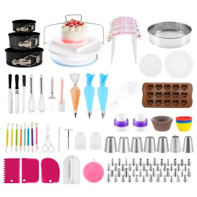 China 367 PCS Rotating Viable Cake Turntable Cake Muffin Cup Mold Cake Baking Set Tool Kit for Beginners for sale