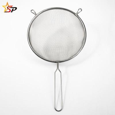 China High Quality Viable Stainless Steel Metal Handle Good Mesh Strainer Powder Colander Flour For Tea for sale