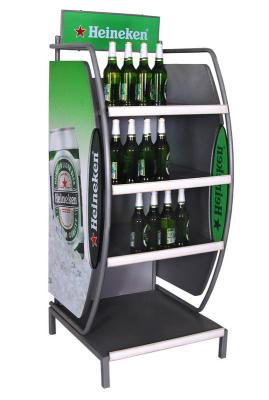 China 3 Shelves Digital printing Logo Metal Display Racks For Beverages for sale