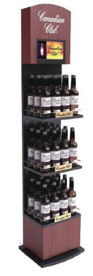 China Floor Standing Retail Wooden Wine Display Shelf  With LCD Screen for sale