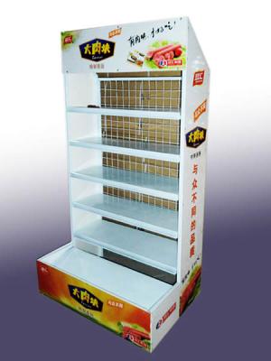 China Retail Store Wood Floor Food Display Stand for Fruit Juice with 4C full printing for sale