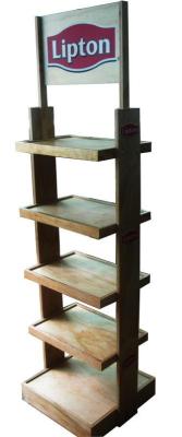 China Floor Vegetables Wooden Display Shelf / Chipboard Display Stands for sale