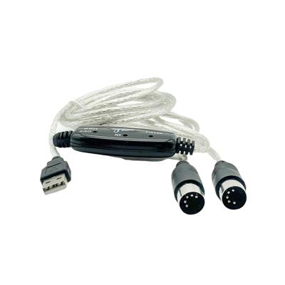 China Car USB Midi Cable Professional Musical Instrument Accessories Music Editing Line USB IN-OUT MIDI Interface Cable for sale