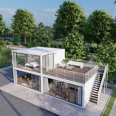 China Luxury 2 Story Modern 3 Bedroom Prefab Home With Terrace for sale