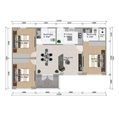 China 2021 modern hot sale container house prefab 3 bedroom house floor plans for sale