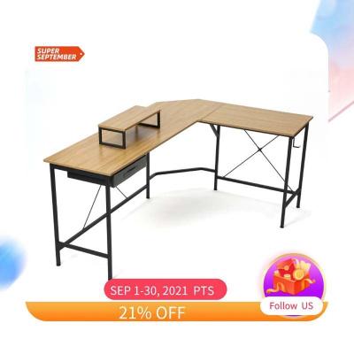 China Wholesale Modern Customize With Rounded Corners Home Wood For Wooden Desk 2 Shelf Modern Table L Shape Computer Desk for sale