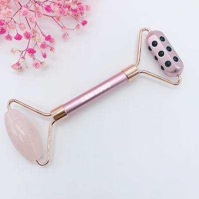 China OEM Hot Sale High Quality Jade Stone Facial Anti Aging Massager Whitening Vibrating Rose Jade Roller gua sha facial set for sale