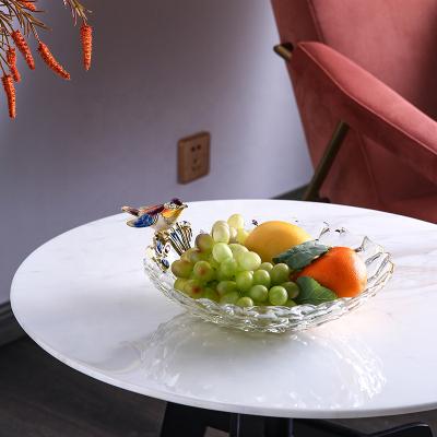 China Table Viable Light Luxury Glass Home Teahouse Decoration Transparent Fruit Snack Dish Fruit Dried Fruit Candy Dish Tray Decoration for sale