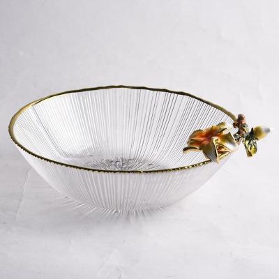 China New fruit decoration enamel decoration plate cold vegetable dish stocked creative Chinese color glass home soft dried fruit for sale