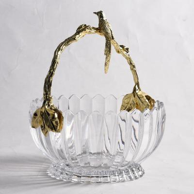 China Portable Fruit Basket Stored Fruit Basket Crystal Glass Fruit Bowl Modern Light Luxury Transparent Daily Home Decorations for sale