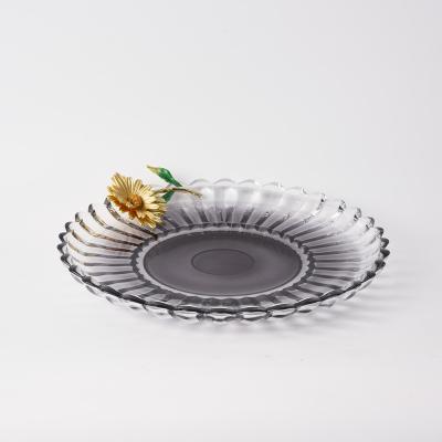 China Best Selling Clear Glass Pasta Dish Stocked Tableware 2022 Unique Custom Modern Eco-Friendly Glass Fruit Style Salad for sale