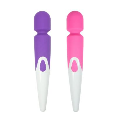 China Waterproof and Powerful 10 Frequencies OEM 10 Modes USB Rechargeable Silicone Adult Sex Vibrating Magic Wand for sale