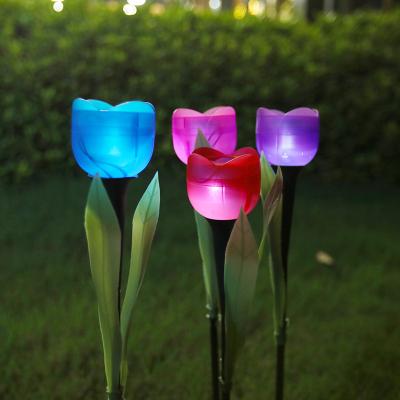 China Wholesale Tulip Flower Shape Outdoor Garden Yard Landscape Lawn Decoration Lamp Stick Garden Led Solar Lamp for sale