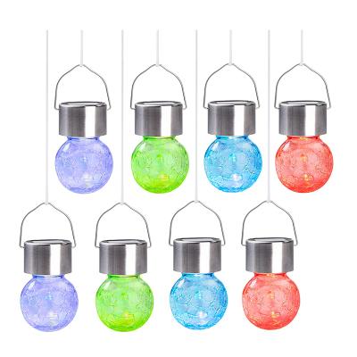 China Wholesale Solar Powered Led Glass Garden Hang Lamp Multi-Color LED Slit Ball Lamp Garden Decoration for sale