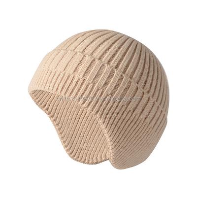 China Wholesale JOINT Women's Autumn Winter Fashion Wool Breathable Madame Wrap Ear Hat Beanies Warm Solid Knitted Hat for sale