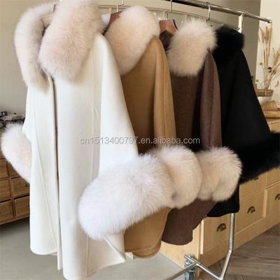 China Anti-Wrinkle SALE Fox Fur Jacket Cashmere Long True HOT Casual Women Winter Double Faced Wool Outerwear Ladies Oversized Coats for sale